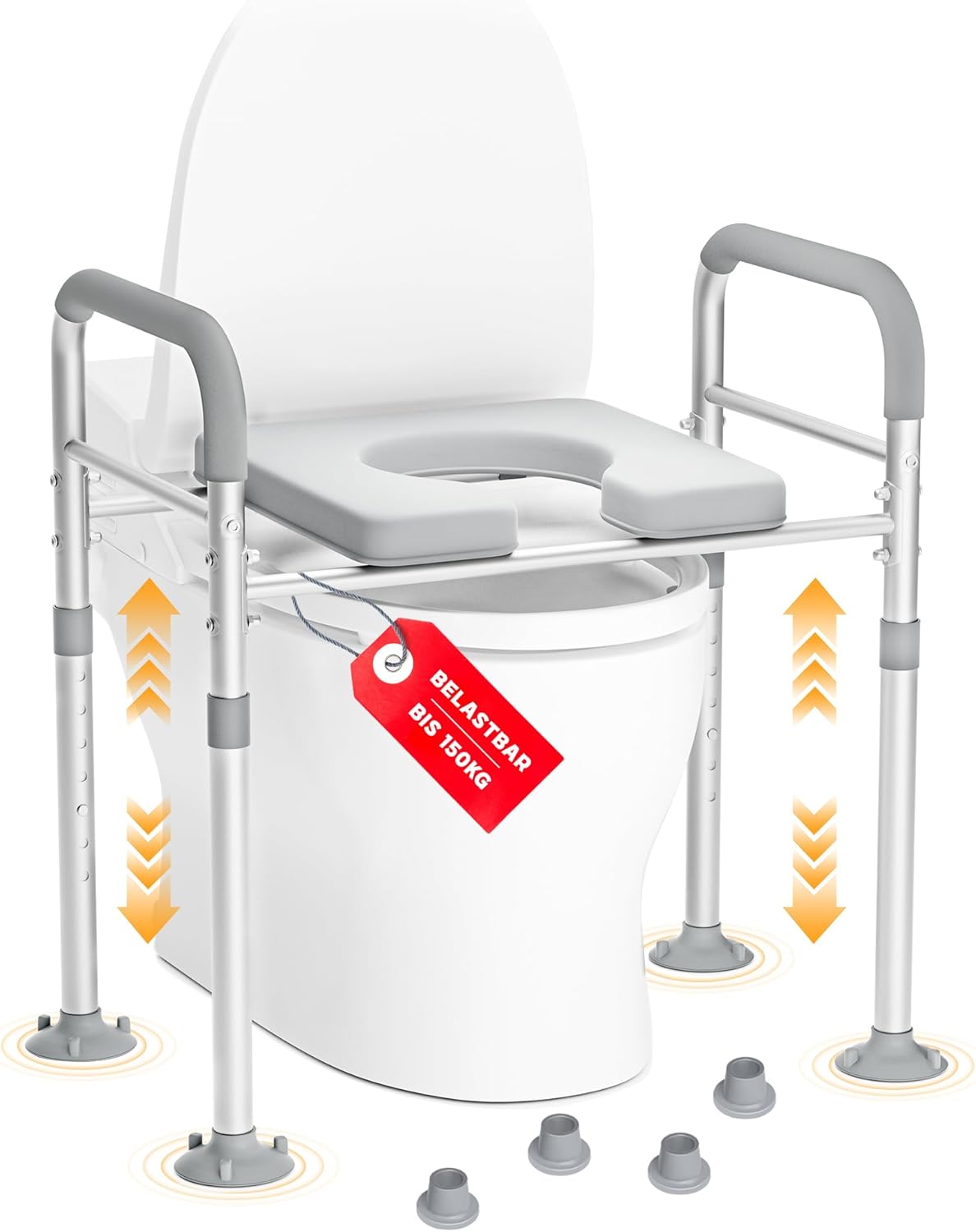 ZITFRI Store Toilet Seat Raiser with Armrests, Height-Adjustable Toilet Booster Seat - Ergonomic Rising Aid for Seniors, Pregnant Women and People with Mobility Restraints, Non-Slip Seat Enlargement