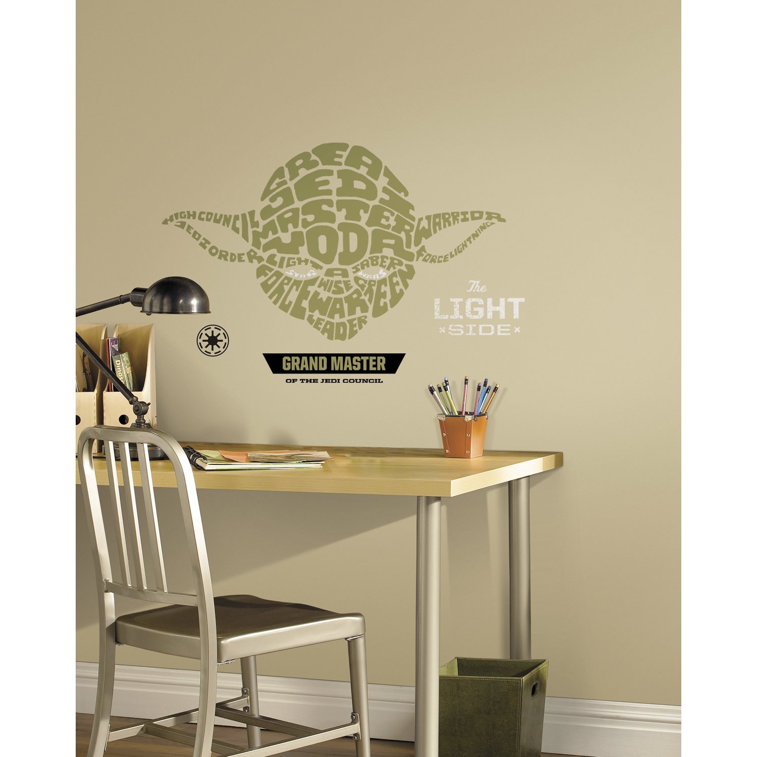 RoomMates Star Wars Typographic Yoda XXL Wall Sticker Peel & Stick Giant Wall Decals