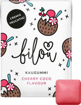 bilou Chewing gum, Cherry & coconut, cherry coco flavour (10 pieces), sugar-free, 24 g