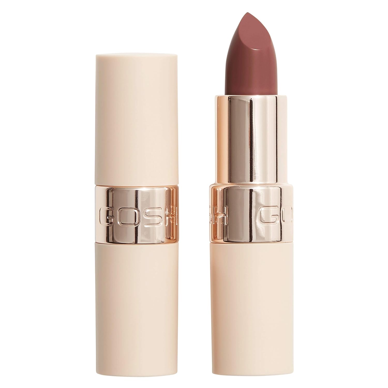 Gosh Luxury Nude Lipstick with Light Shimmer, Intense Nude Tones for Natural Results, Moisturises Soft Lips, Long-Lasting, Fragrance Free & 100% Vegan, 003 Striped