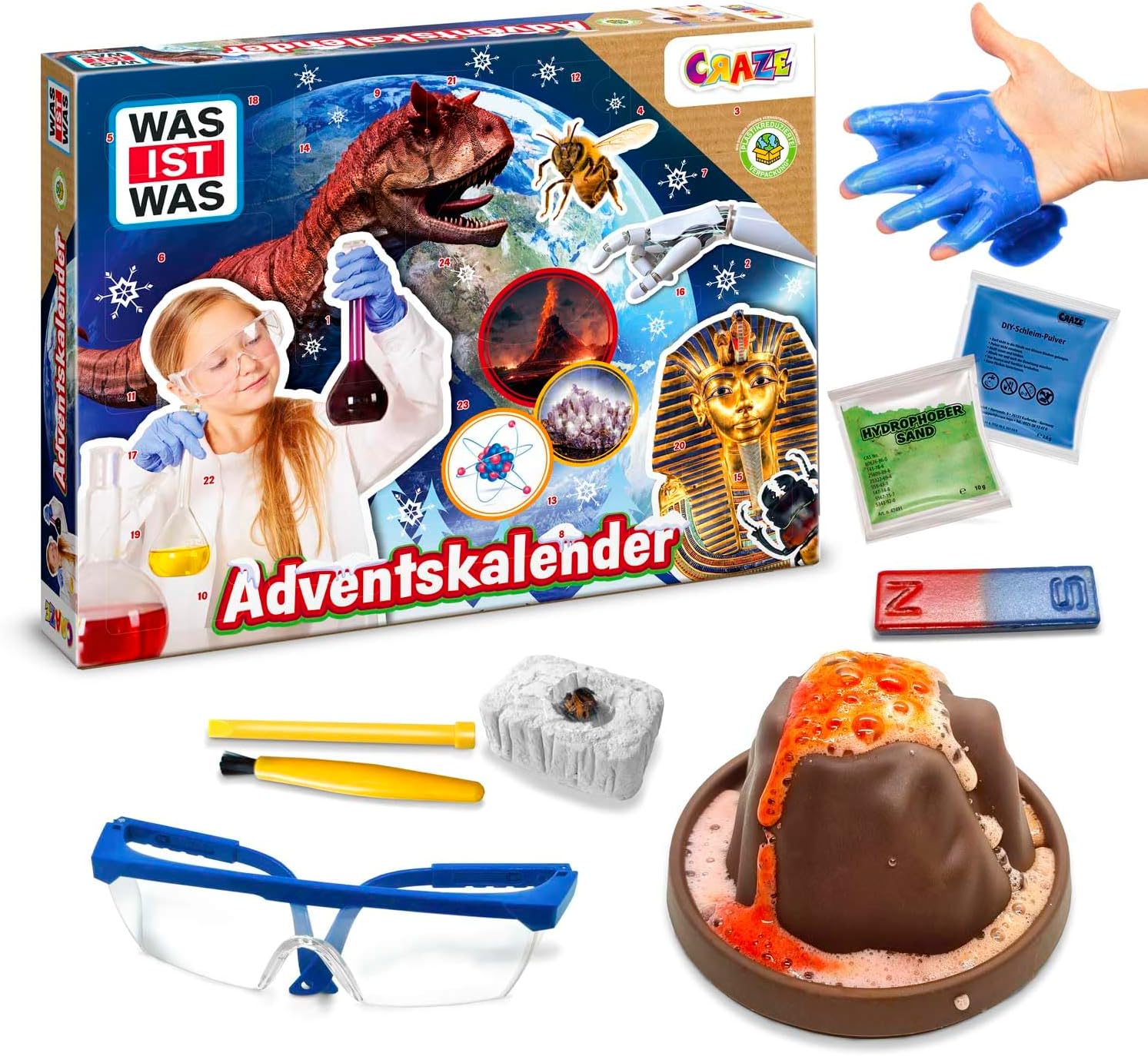 CRAZE What is What Science Advent Calendar - Toy Advent Calendar with Experiments for Children, Christmas Calendar for Girls & Boys from 8 Years