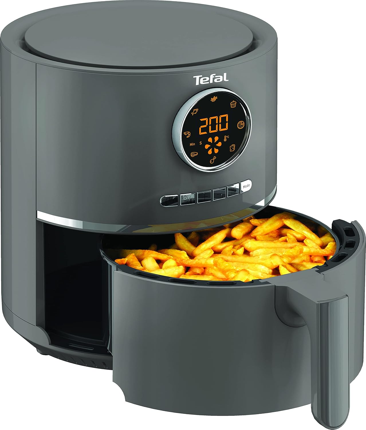 Tefal Ultra Fry Hot Air Fryer Air Fryer, Frying, Roasting, Grilling, Baking, 4.2 L for 6 People, 8 Cooking Programs, Digital Display, Energy Saving, Healthy Fryer without Oil, Grey, EY111B