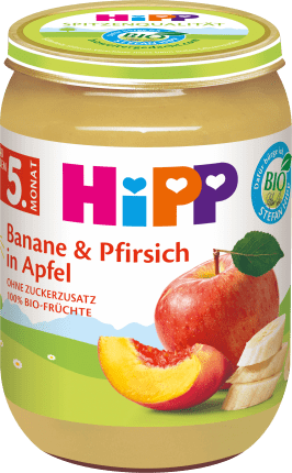 HiPP Fruits banana and peach in apple from the 5th month, 190 g