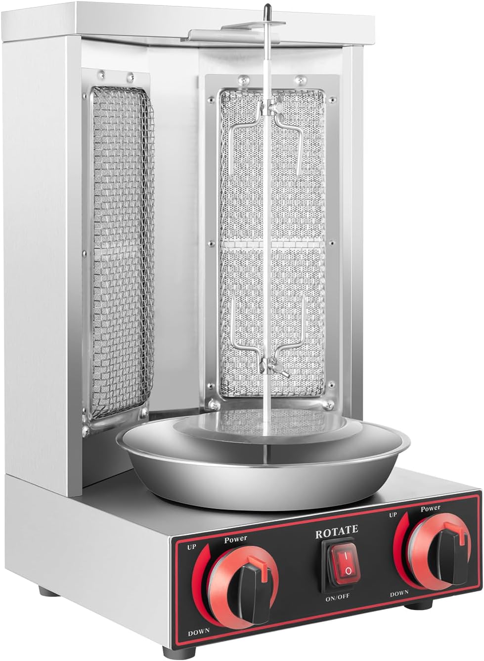 KLOOLIVE Doner Grill Gas Kebab Machine Vertical Gyros Grill Adjustable Fire Power 360° Rotate Chicken Grill Table Grill Gyros Grill for Home