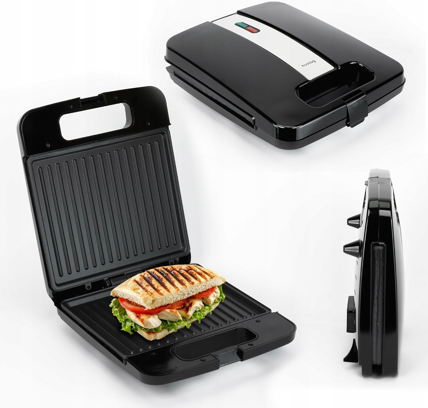 Sandwich Maker, Toaster, For Sandwiches, Panini, Grill, 1400W, Black