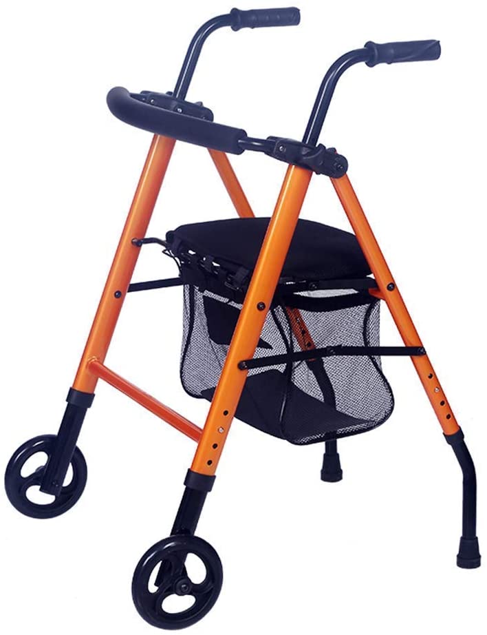 FACAIA Praktische Faltmobilität Rollator Walker Multifunktions-Einkaufswagen mit Rädern, die auf einem verstellbaren 4-Fuß-Wagen sitzen (Farbe: