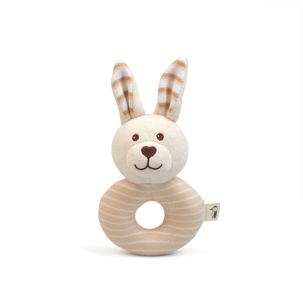 GRÜNSPECHT Naturprodukte Grünspecht 619-00 Organic Fabric Rattle Rabbit Beige