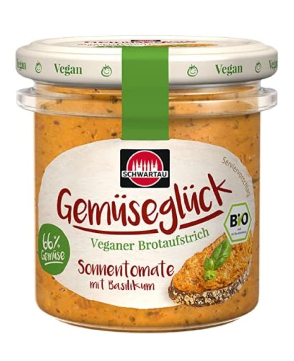 Schwartau Vegetable Glück Sun Tomato with Basil, Vegan Organic Vegetable Spread, 135 g