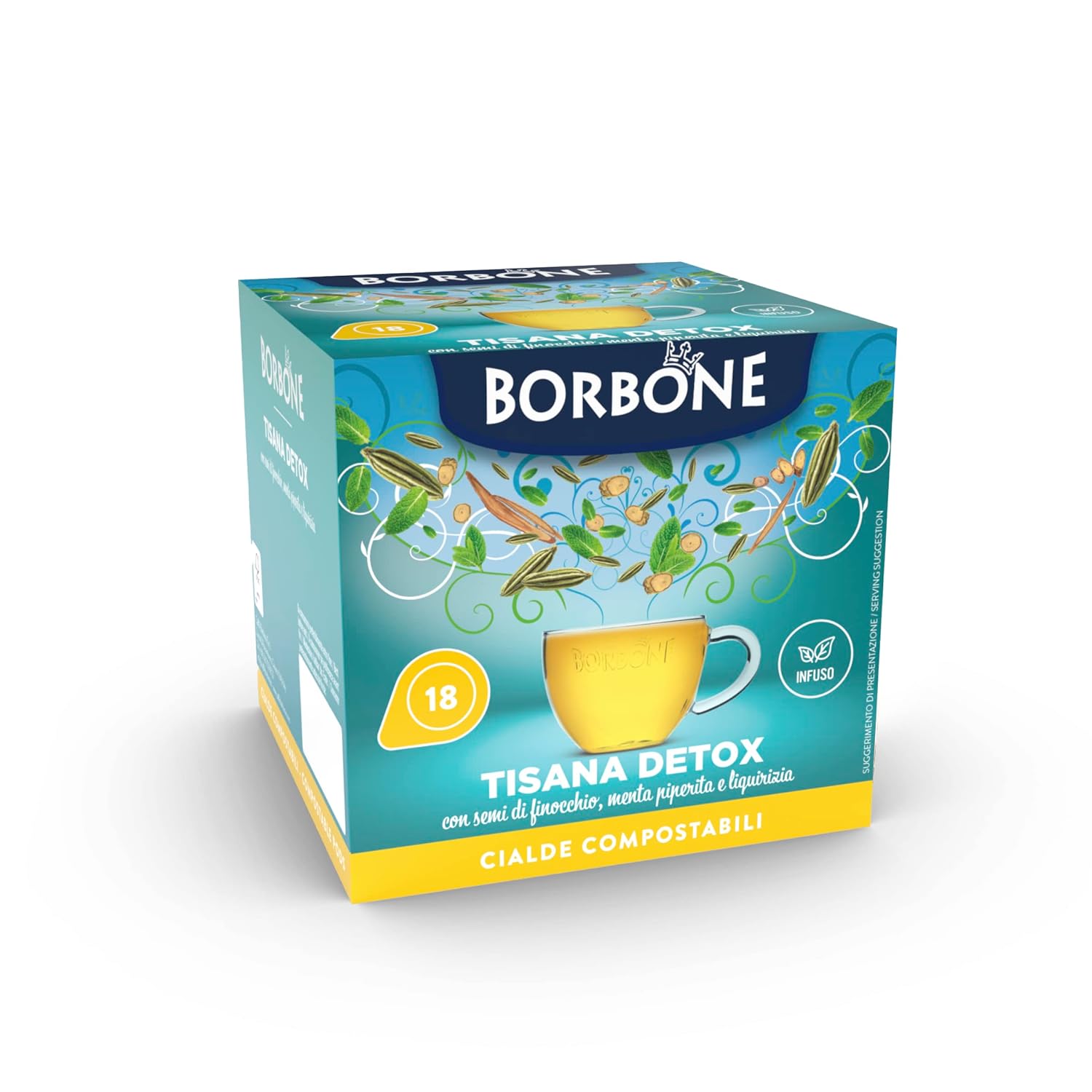 Caffè Borbone Detox Tea - 72 Pads (4 Packs of 18) - Compatible with ESE System Paper Pads 44 mm