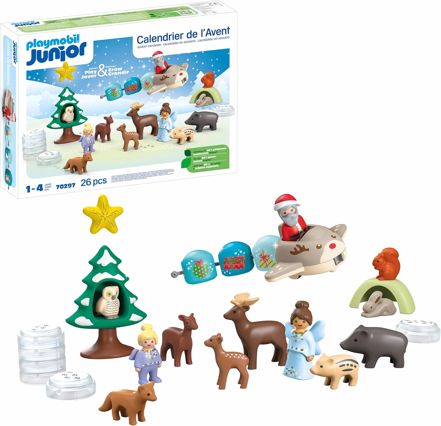 PLAYMOBIL Junior 70297 Sustainable Advent Calendar for Children from 1 Year Old Snow Christmas Made of Plant-Based Plastics for Safe Play