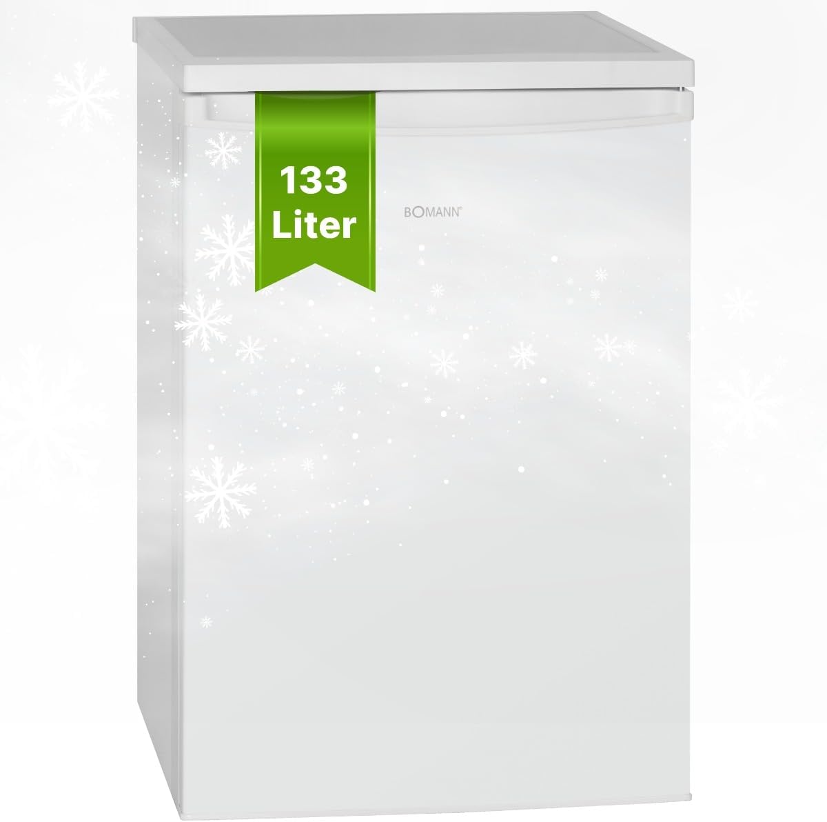 Bomann VS 2185.1 Fridge without Freezer, 133 Liter Capacity 3 Shelves, Small Fridge with Vegetable Compartment, Interchangeable Door Hinge, Quiet Table Fridge, H 84.5 x W 56 x D 57.5 cm White