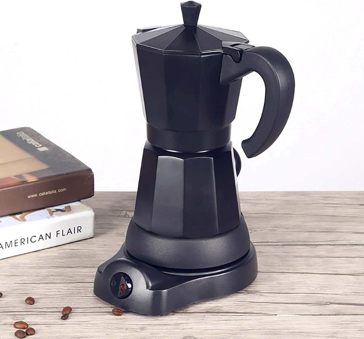 Electric Coffee Machine 300 ml Coffee Machine, 6 Cups Moka Maker with Removable Filter Separate Base Black 23 x 18 x 10 cm