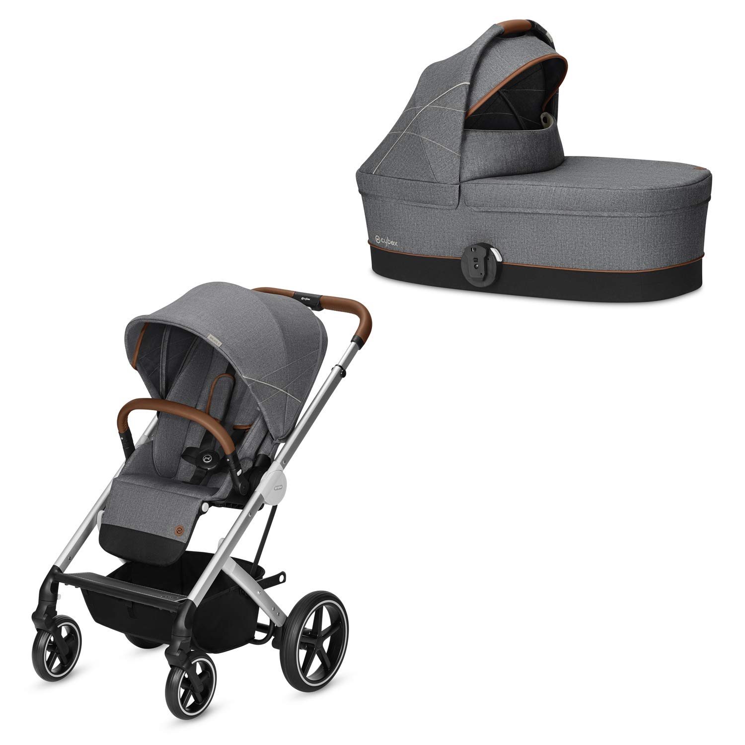 CYBEX Gold Convertible Pram Balios S with Pram Attachment Cot S, from birth up to 17 kg Denim Collection