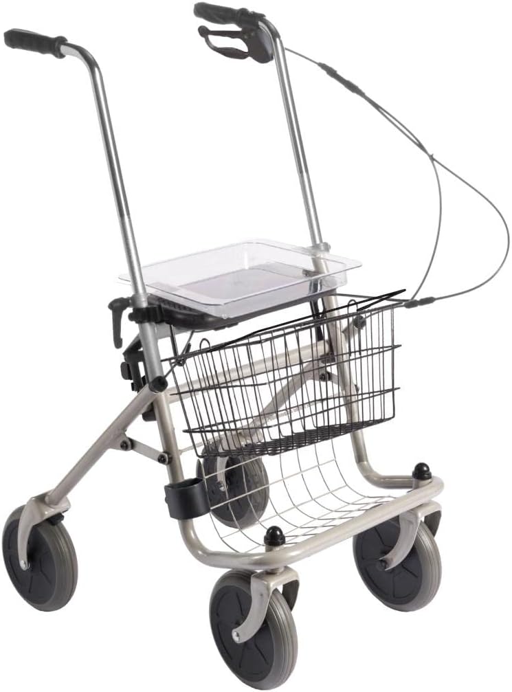 FabaCare Rollator Standard Rollator with One-Hand Brake Left, Extra High Handles, Walker for Large People, with Fully Equipment, Foldable, up to 120 kg