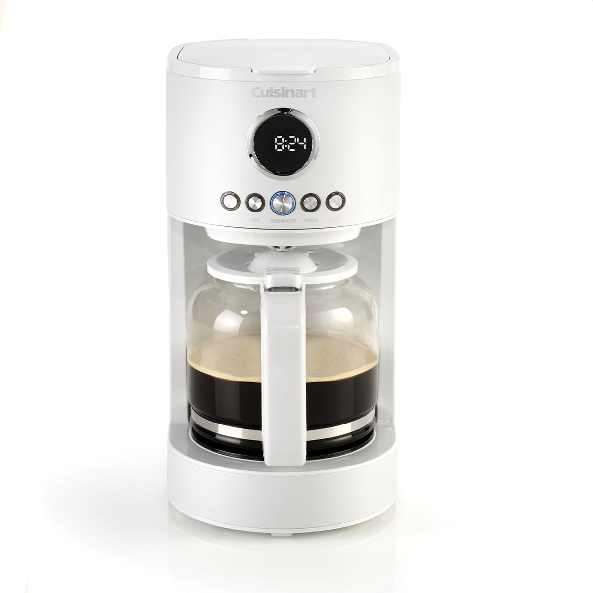 Cuisinart Filter Coffee Machine, 1.8 L Carafe/12 Cups, Quick Brew Function, 24 Hours Programmable Timer, 40 Minutes Warming Function, Shower Head Extraction, Dishwasher Safe, Pebble White