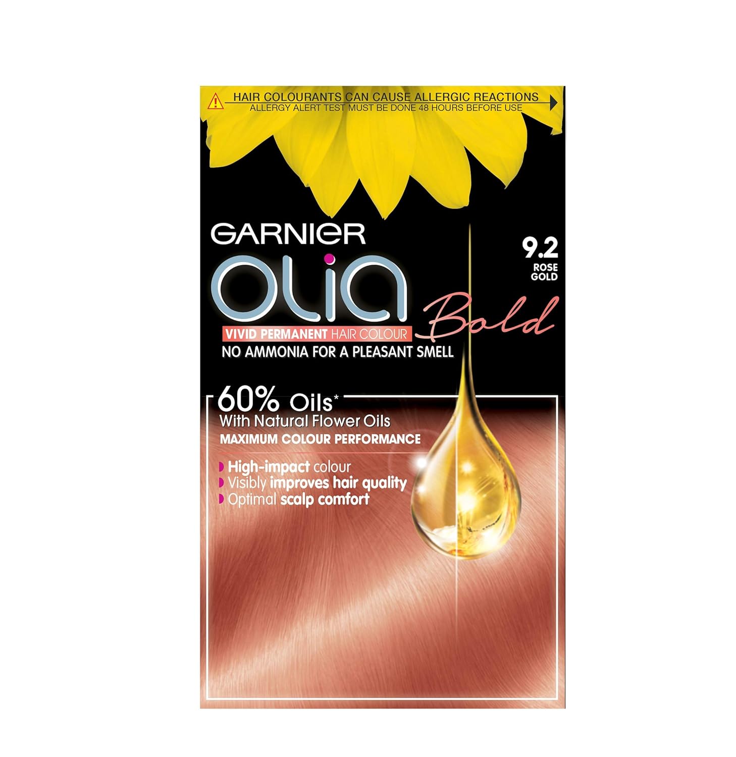 Garnier Olia Permanent Hair Dye, Up to 100% Gray Coverage, No Ammonia, Bold 9.2 Rose Gold