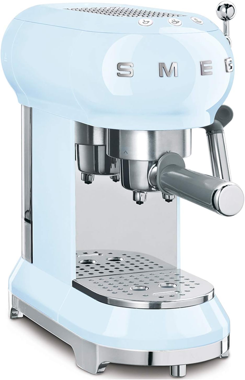 Smeg, ECF01PBEU Manual Espresso Machine, Cappuccino System, Thermoblock, Large Cup Housing and Double Coffee Function, 1 Litre Water Tank, Compact Dimensions, 1350 W, Pastel Blue