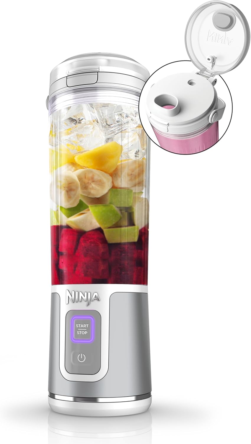 Ninja BC151WH Blast Portable Blender, Wireless, 530ml Jar, Personal Blender for Shakes and Smoothies, BPA Free, Leak-proof Lid and Drinking Spout, USB-C Rechargeable, Dishwasher Safe