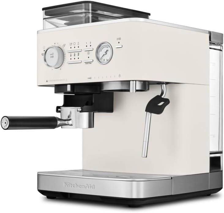 KitchenAid Artisan Semi-Automatic Espresso Machine with Mill, Porcelain White, 5KES6551EPL, Coffee Machine