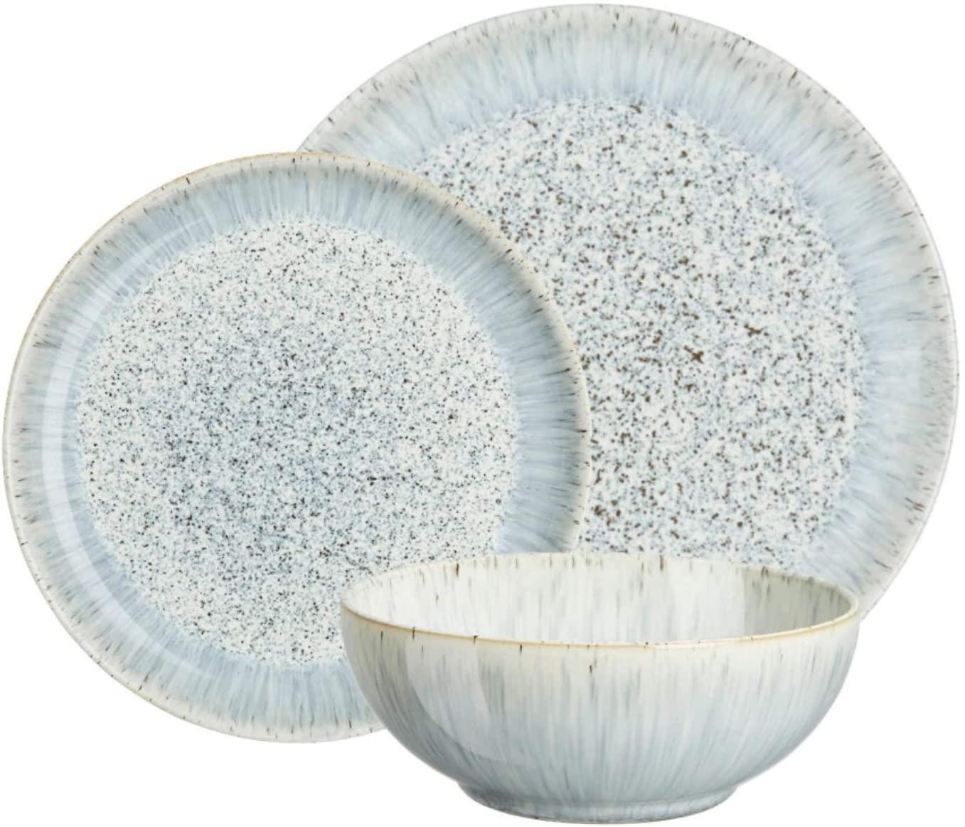 Denby 12-Piece Stoneware Halo Breakfast Set, Black