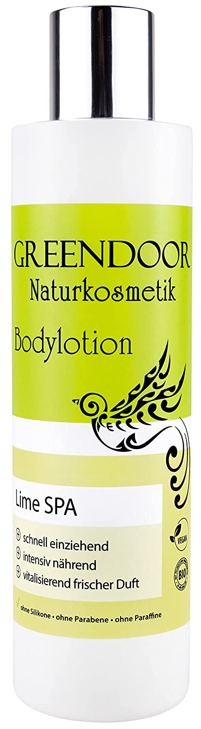GREENDOOR 250 ml Body Lotion Lime Spa, Skin Food for Dry Skin, Vegan Body Milk with Organic Shea, Fresh Fragrance, Natural Cosmetics Body Lotion without Parabens, Silicone, Natural Body Lotion for Men and Women
