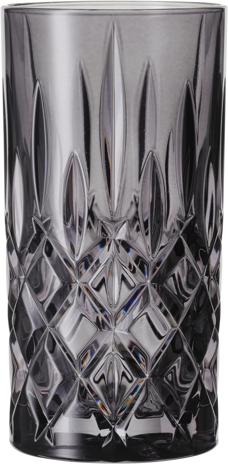 Spiegelau & Nachtmann, 2-part long drink cup set, black long drink glass, crystal glass, 295 ml, smoke, noblesse vintage, 105443