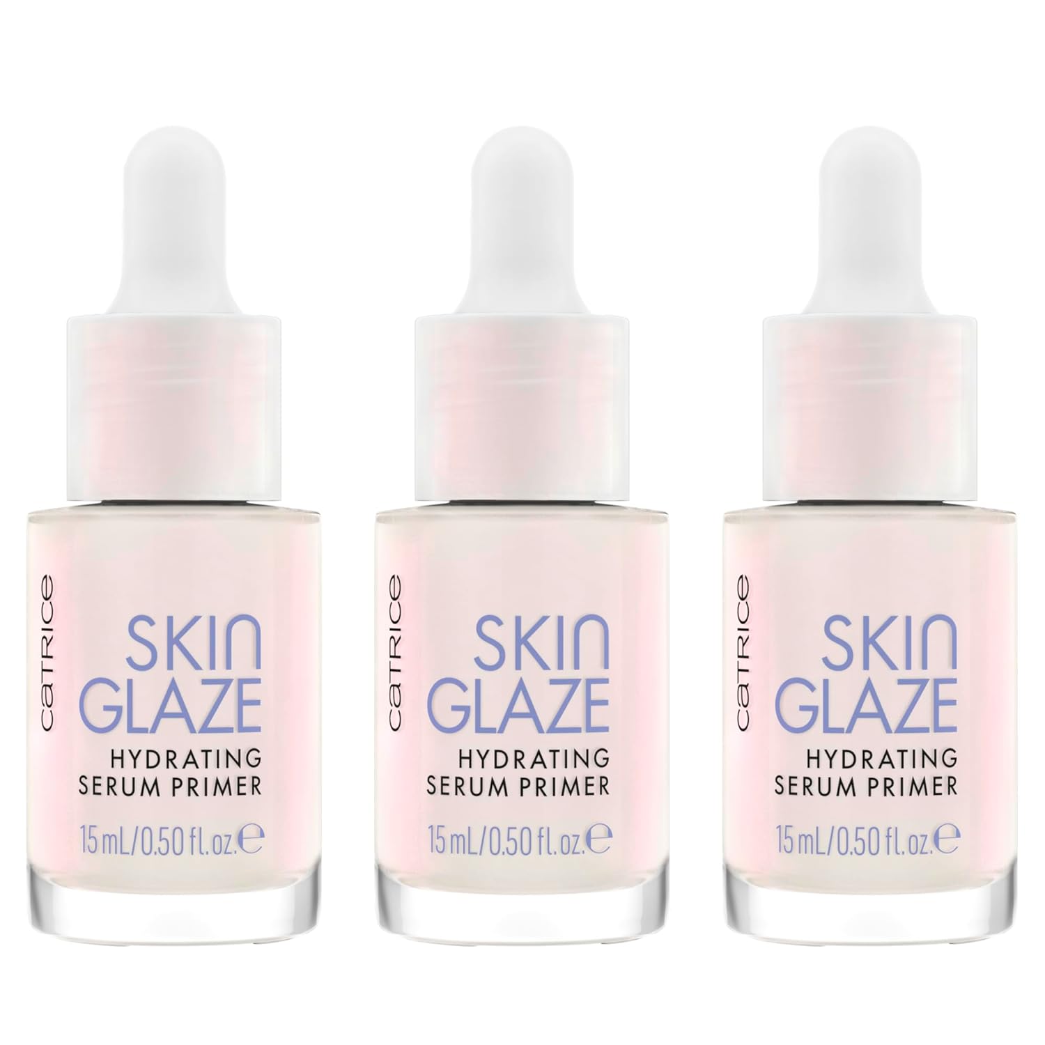Catrice Skin Glaze Hydrating Serum Primer, Face Serum, Moisturising, Priming, Instant Result, Radiant, Vegan, Oil-Free, Perfume, No Alcohol, Pack of 3 (3 x 15 ml)