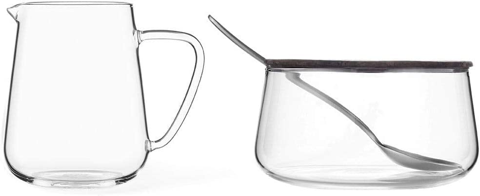 VIVA scandinavia Glass Milk and Sugar Set with Stainless Steel Spoon, Dery Light and Thin-Walled, Stays Clear
