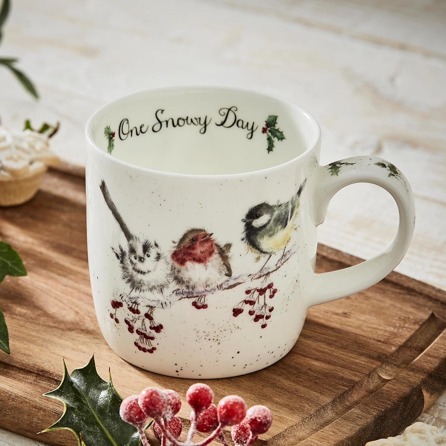Portmeirion Wrendale Designs by Hannah Dale One Snowy Day Mug, Bone China Multi-Colour, 8.5 x 12 x 8 cm