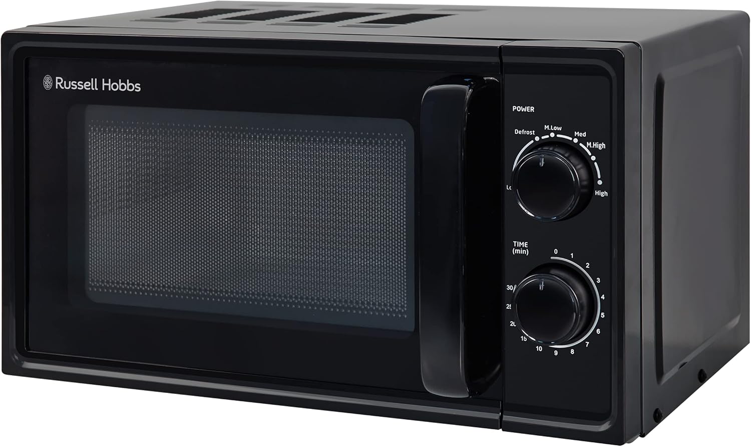 Russell Hobbs RHM1725B Small Microwave Manual Textures 700W with 5 Power Levels and 30 Minute Timer, Defrost Function and Easy Cleaning, 17 Liter Black