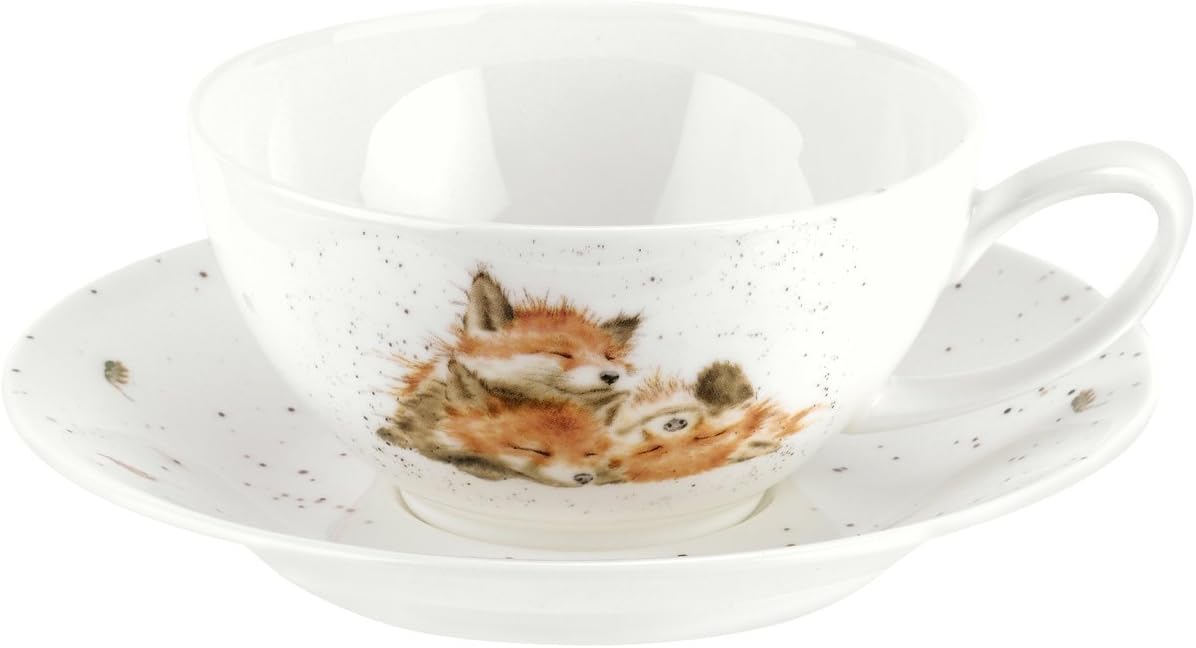 Portmeirion Wrendale Cup and Saucer-Large (Foxes), Bone China Multi Coloured, 11.5 x 14.5 x 5.9 cm