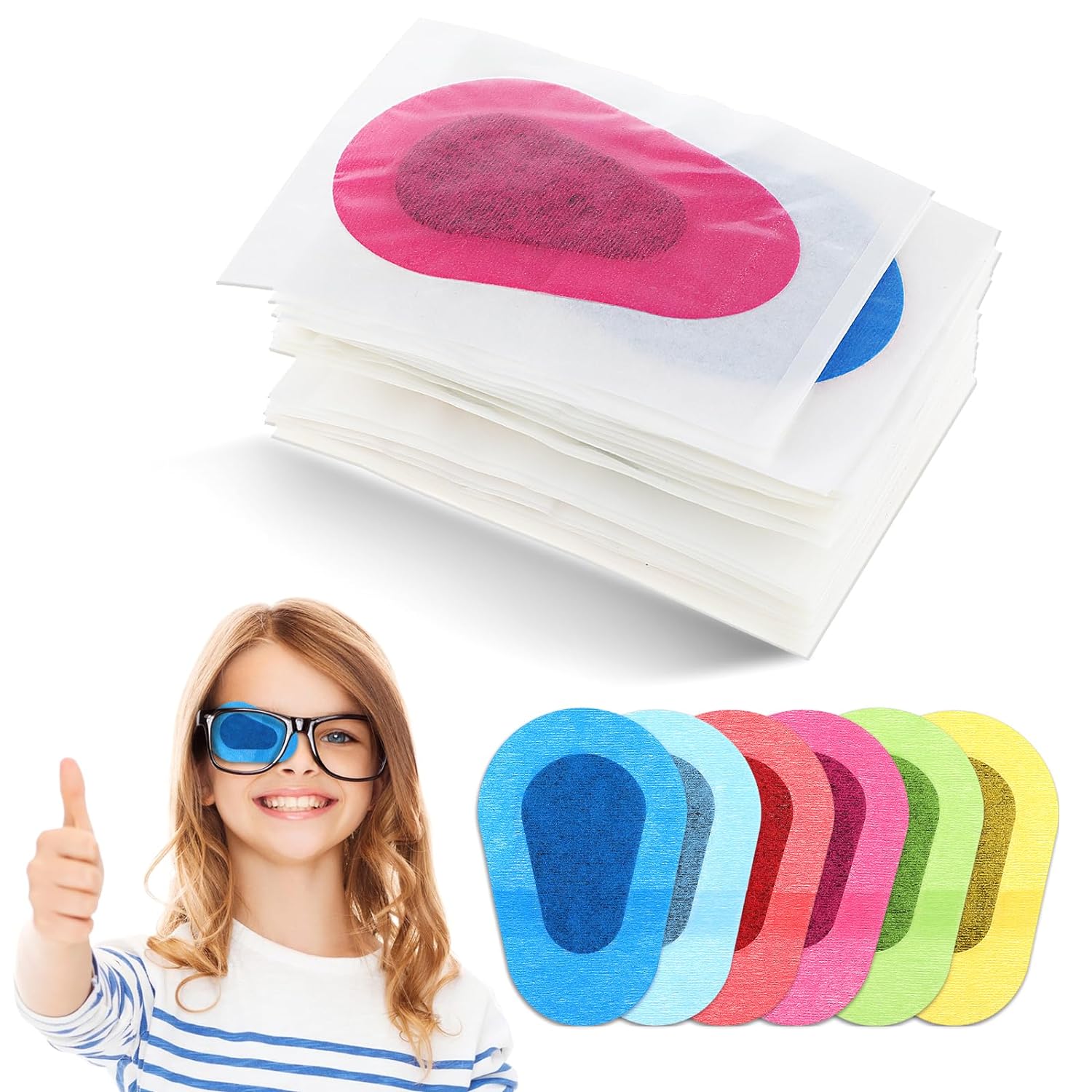 ASTER Pack of 30 Children\'s Eye Patches, Colourful Self-Adhesive Eye Patches for Children, Adult Disposable Eye Patches for Amblyopia, Light Blocking