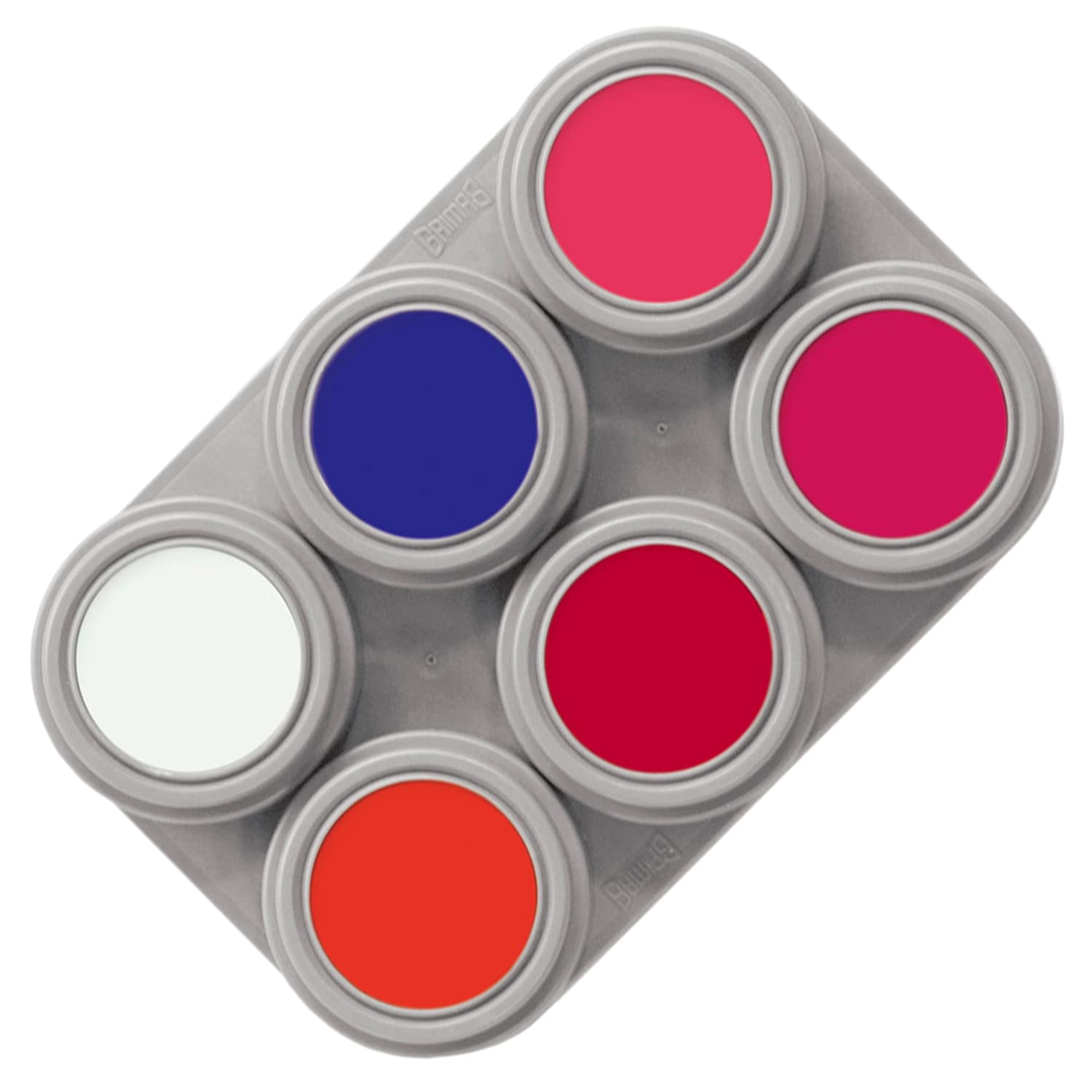 GRIMAS Professional Fluorescent Make-Up Palette, 6 x 2.5 ml, High-Quality Light Make-Up, UV Make-Up, Water-based, Multi-Coloured