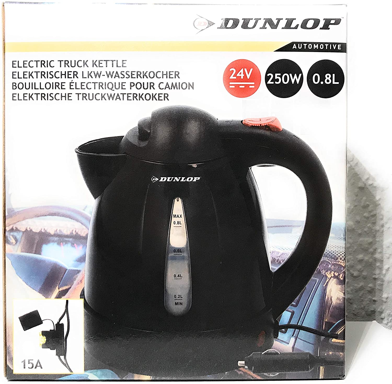 Dunlop Kettle 24 V 250 W 0.8 Litre Tea Camping Truck Boat Machine Bus 24 Volt