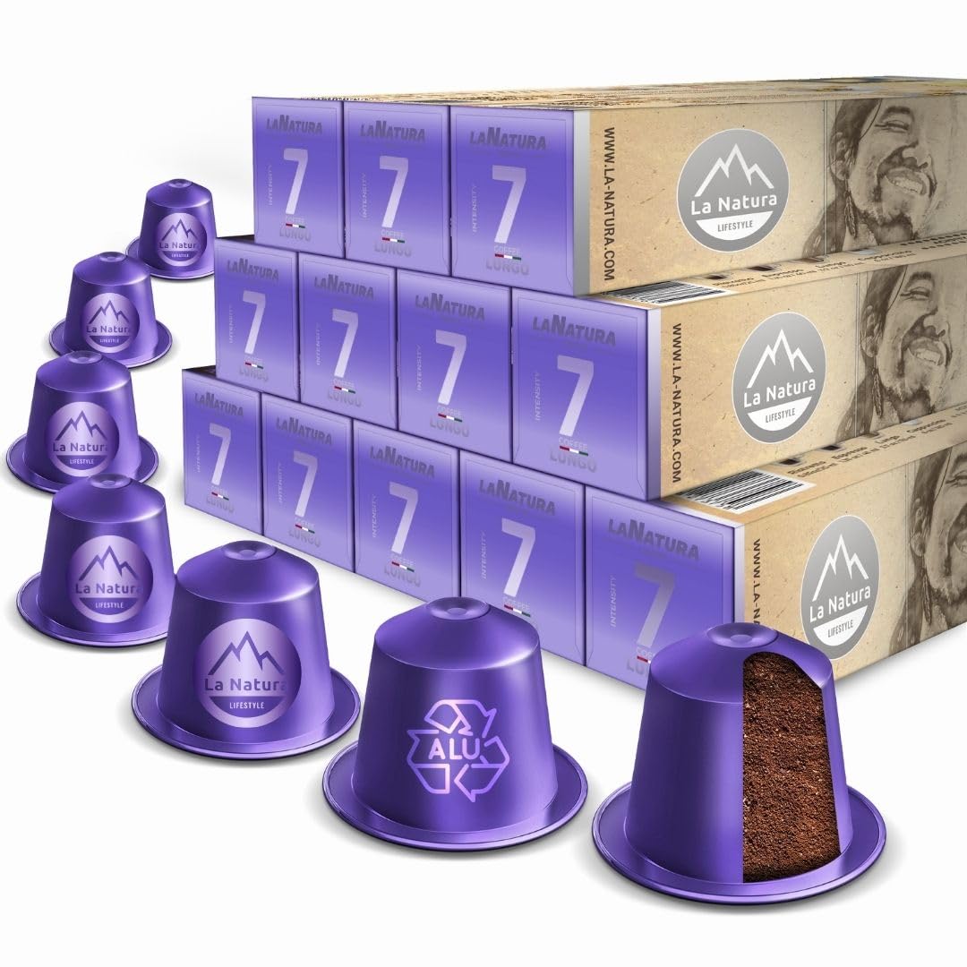 La Natura Lifestyle 120 x Lungo Aluminum Coffee Capsules 100% Recyclable Nespresso® Compatible Coffee Capsules