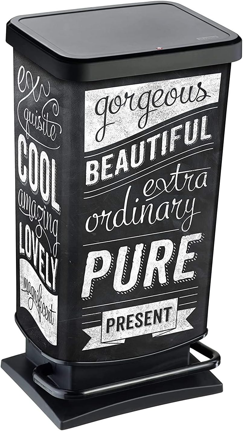 Rotho Paso 40-Litre Rubbish Bin with Pedal and Lid, Polypropylene (PP) Plastic, BPA-Free, Hipster (35.3 x 29.5 x 67.6 cm)