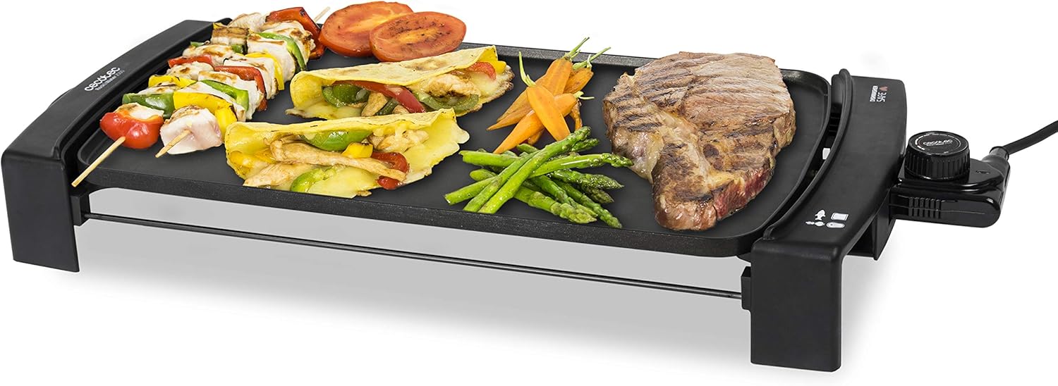 Cecotec Black & Water 2500 electric grill plate, 2150 W, high power, Daikin coating, dishwasher safe, area 45 x 25 cm, steel