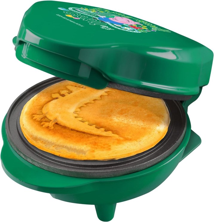Bestron Peppa Pig \"George\" Waffle Iron, Mini Waffle Iron in Unique George Pig Design, for Children\'s Birthdays, Easter and Christmas, Waffle Size: Diameter 10 cm, Officially Licensed Product, Colour: Green