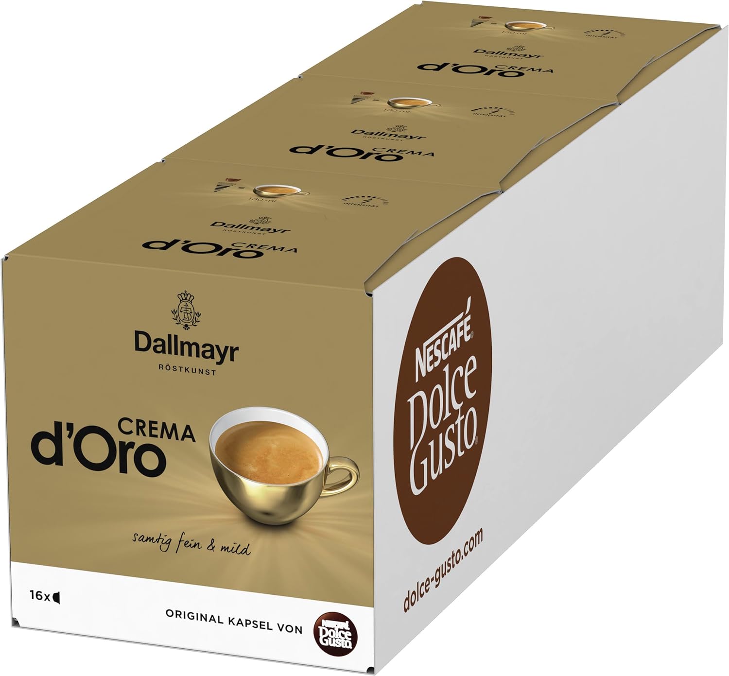 NESCAFE DOLCE GUSTO Nescafé Dolce Gusto Capsule Dallmayr Crema D'oro, Coffee, Coffee, Pack of 2, 2 x 16 Capsules