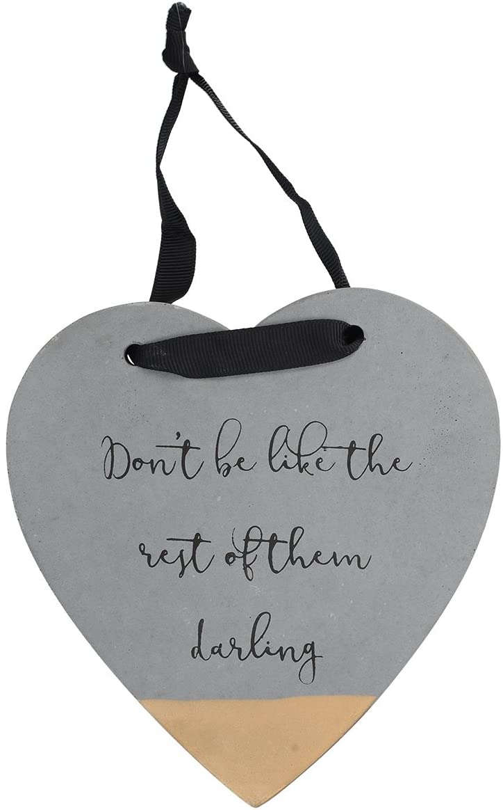 Creative Tops Ava and I Concrete Wood Heart Hanging Wall Plaque – Grey, 15 x 15 x 10.5 cm