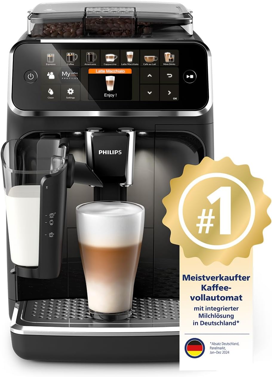 Philips Series 5400 Fully Automatic Coffee Machine - Enjoy 12 Drinks, Quick Cleaning LatteGo, Intuitive TFT Display, Adjustable Coffee Settings, Premium Kitchen Design (EP5441/50)