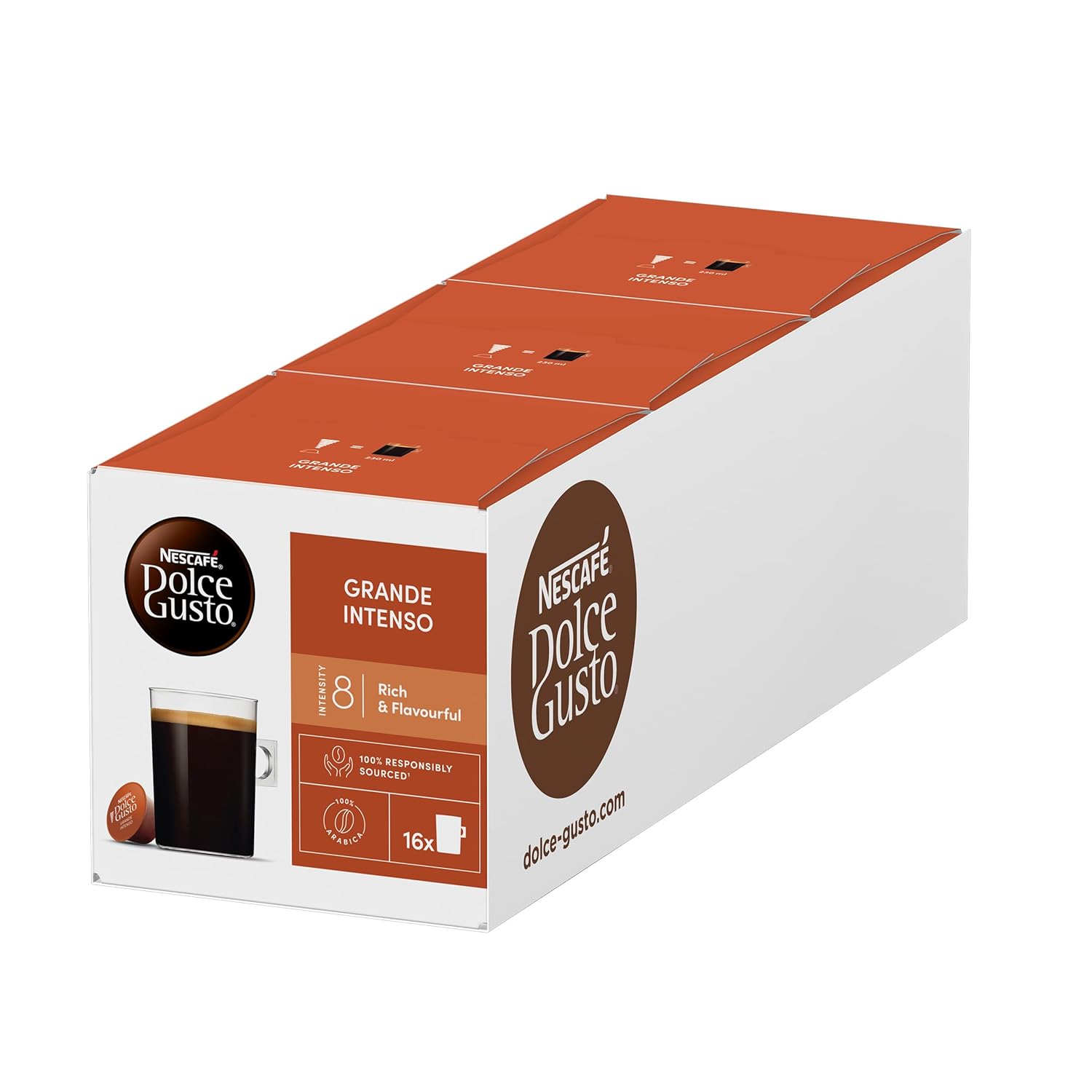 NESCAFÉ DOLCE GUSTO Grande Intenso Coffee Capsules Pack of 3 (3 x 16 Servings)
