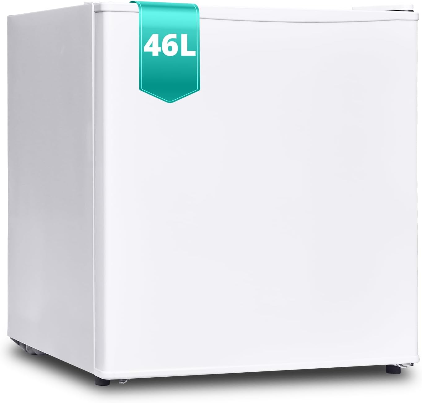 SMETA 46L Beverage Cooler - Mini Fridge with Freezer Compartment - Small, Quiet Refrigerator (39dB), Energy Efficient, 6-Stage Thermostat (0-10°C), White, for Home, Office, Camping, Garden, and Outdoor Use