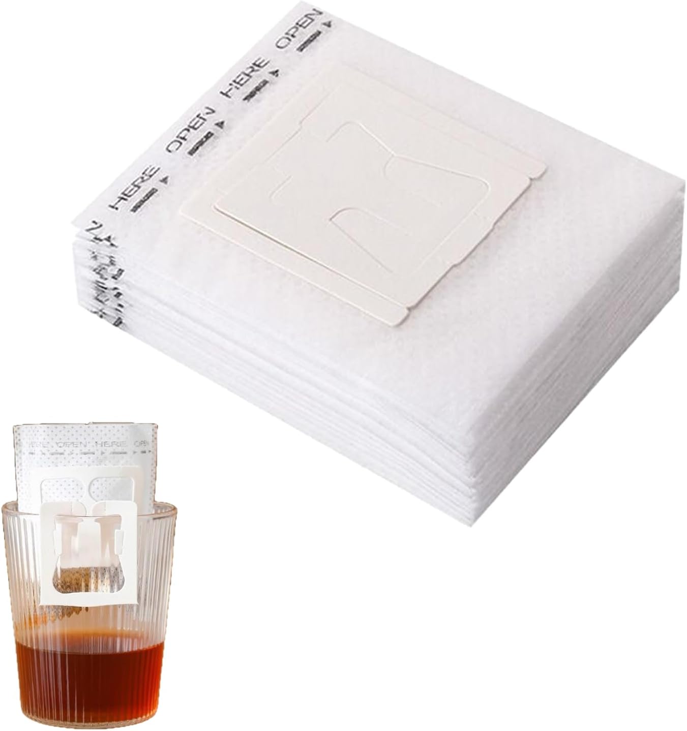 Pack of 50 Drip Coffee Bags, Hanging Ear Drip Coffee Bags, Small Coffee Filter, Coffee Filter for One Cup, 9 x 7.6 cm, Foldable Coffee Tea Drip Filter Bags for Travel, Home, Office