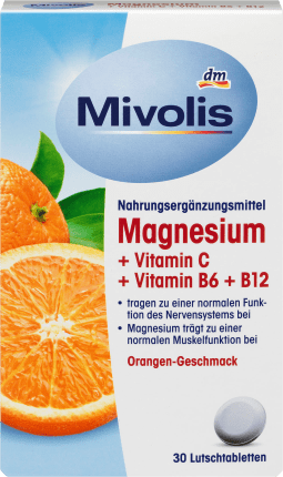 Mivolis Magnesium Vitamin C Vitamin B6 B12, Lozenges, 30 Pcs., 30 Pcs.