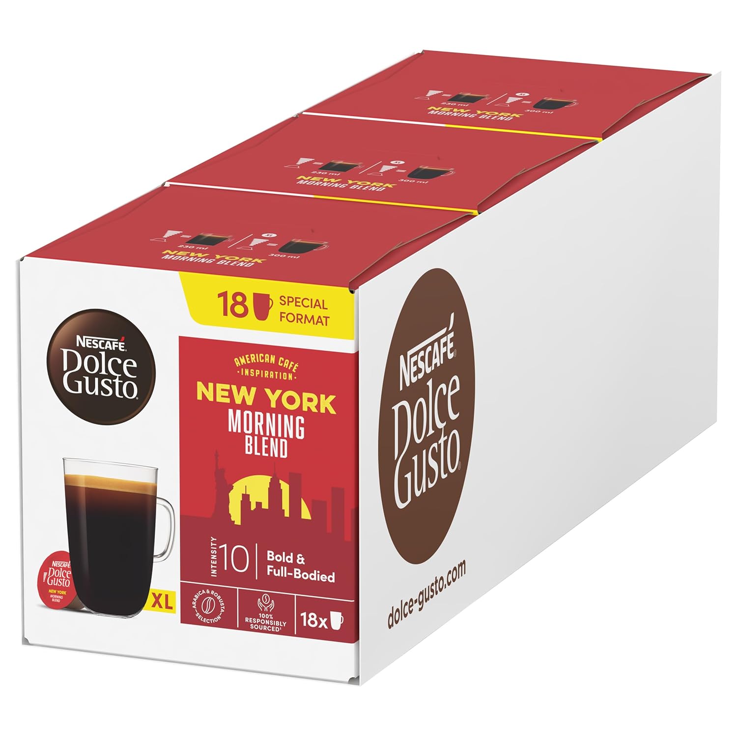 NESCAFÉ DOLCE GUSTO American Café Inspiration New York Morning Blend Coffee Capsules Pack of 3 (3 x 18 Capsules)