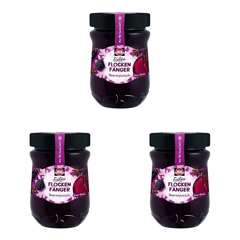 Schwartau Extra Flake Catcher Berry Punch Winter Jam with Berries 12oz Jar (Pack of 3)