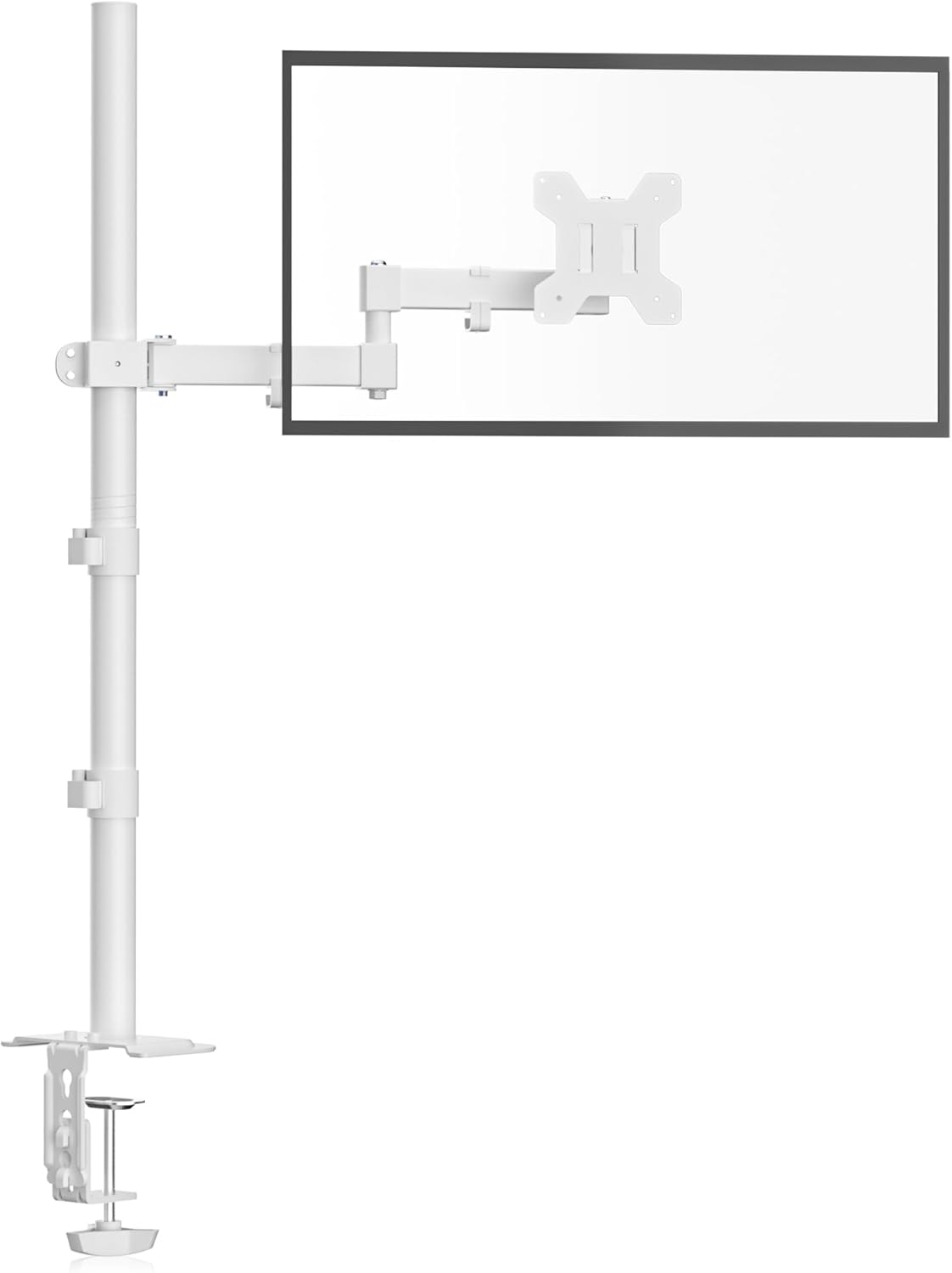 Bracwiser Store Bracwiser Single Fully Adjustable Standing Height Monitor Arm Stand Bracket 800 mm High for Monitor Computer Monitor 13 15 17 19 20 22 23 24 26 27 30 32 Inch VESA 75 100, White, MD7821W