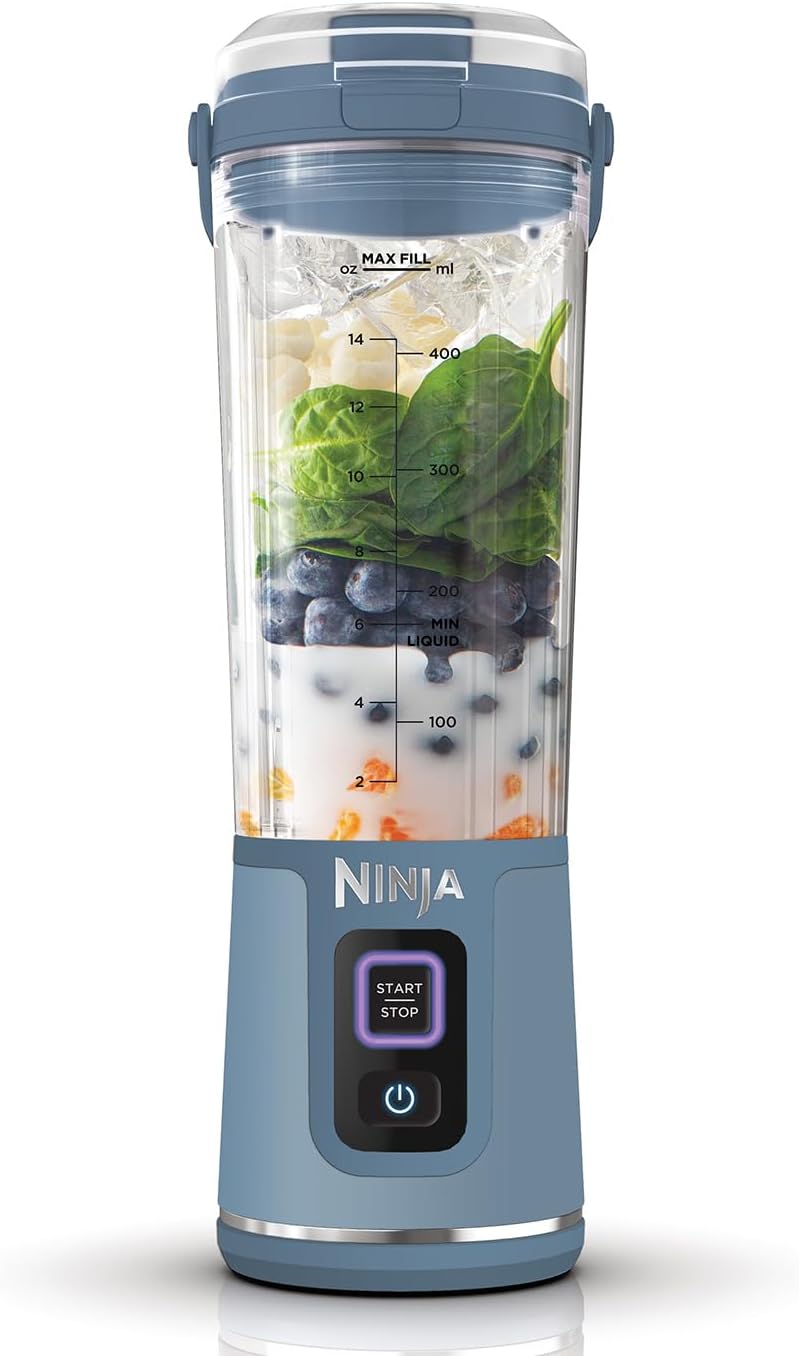 Ninja Blast BC151EUNV Portable Blender / Blender / Smoothie Maker, 530 ml Cup, Leak-proof Lid, Powerful Mini Stand Mixer, Wireless & Rechargeable, Crushes Ice & Fruit, Blue,