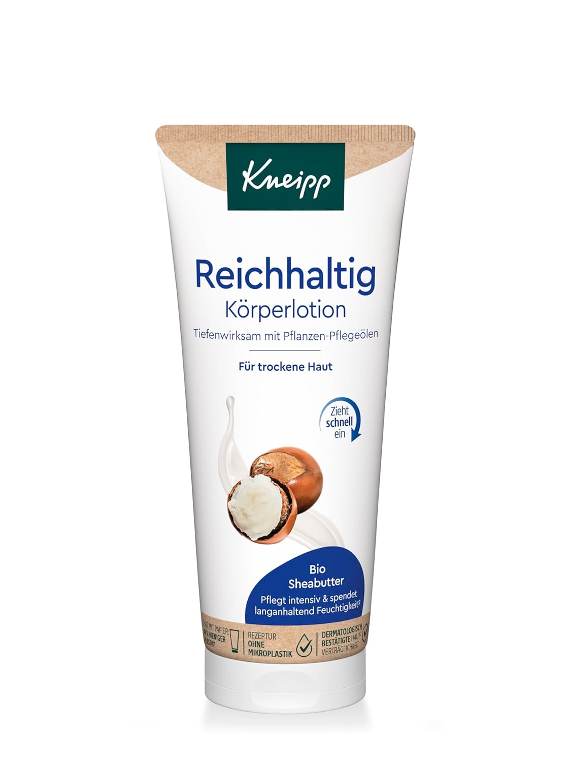 Kneipp Rich Body Lotion - For Dry Skin - With Organic Shea Butter - Absorbs Quickly - 200 ml